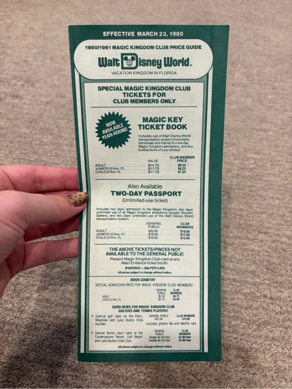 1980/1981 Walt Disney World Magic Kingdom Club Price Guide